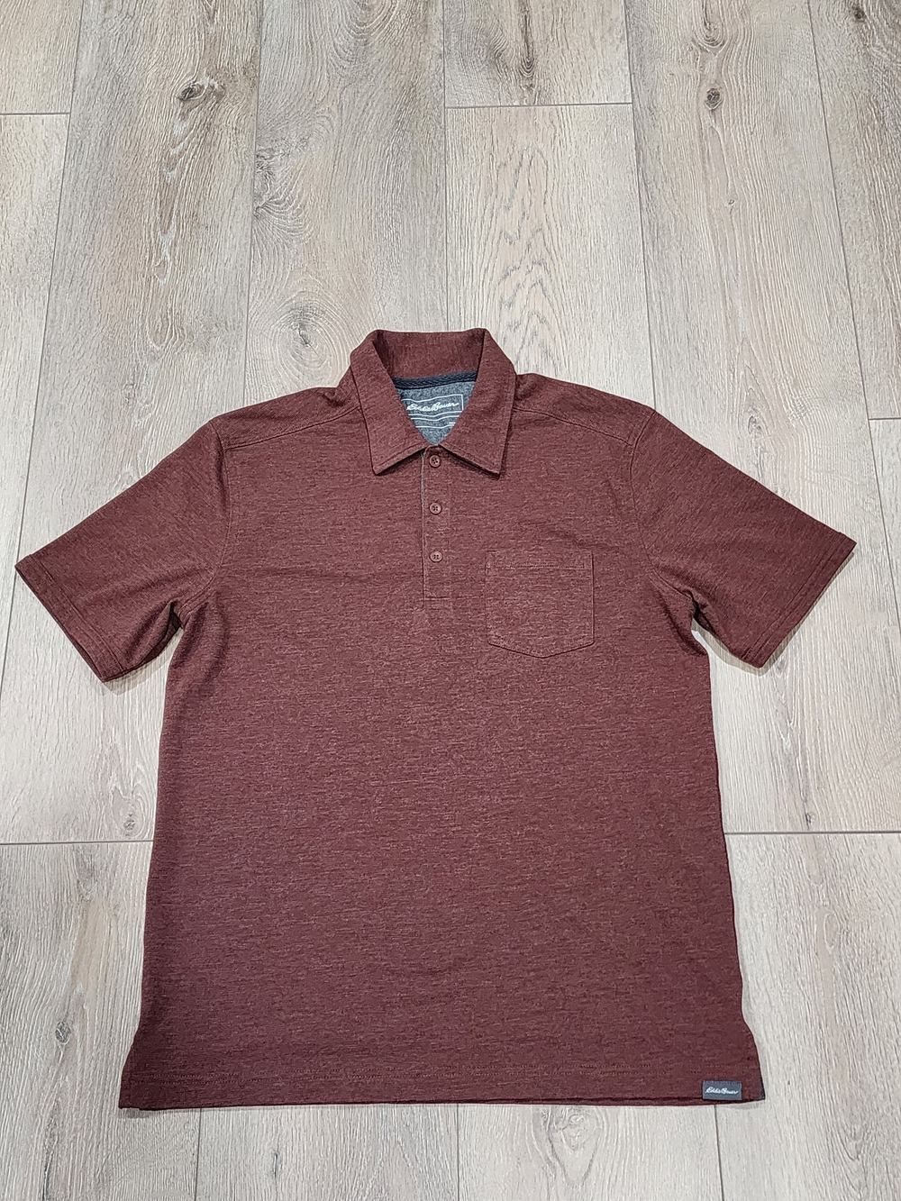 Men's Eddie Bauer Polo Shirt Burgundy with Chest Pocket Size M